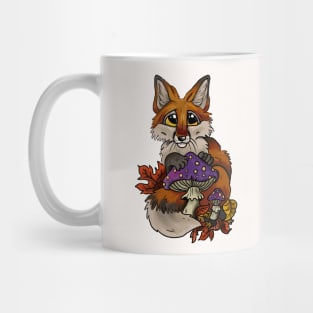 Baby Fox with Enchanted Purple Mushroom Mug